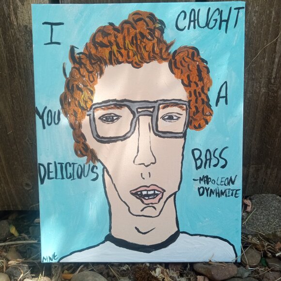 Folk Art Portrait Of Napoleon Dynamite Painting - Picture 1 of 10